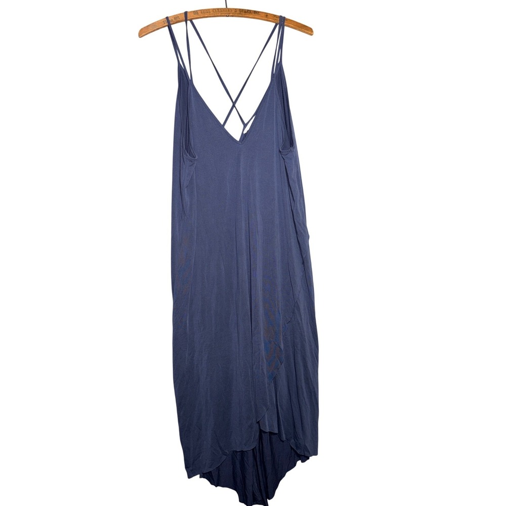 Lush Women Blue Strappy Cross Back High Low Midi Dress Size M DR93947-I-826